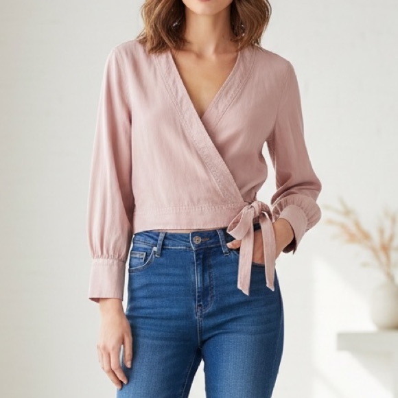Everlane Tops - Everlane elegant Pink Wrap Top Blouse